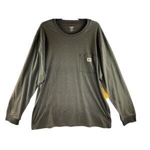 Lee Mens XX-Large Classic Fit Long Sleeve Pocket Tee Shirt Olive Green 60% Cotto